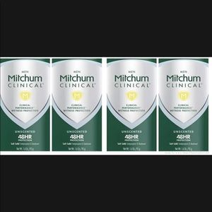 4x Mitchum Men Clinical Unscented Soft Solid Antiperspirant Deodorant 1.6oz Each